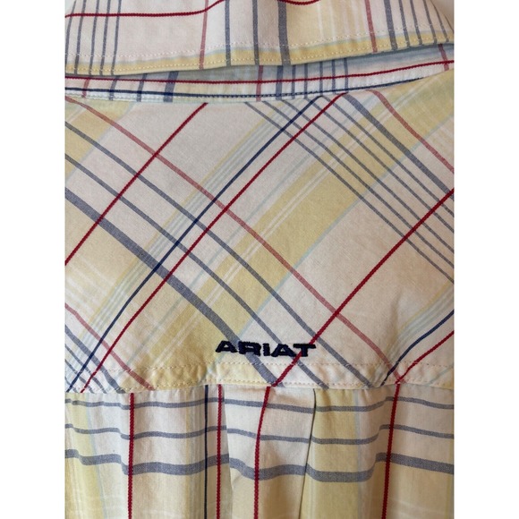 Ariat Cotton Poly Blend Plaid Button Down Shirt Western Vented Breathable Men XL - Picture 6 of 9